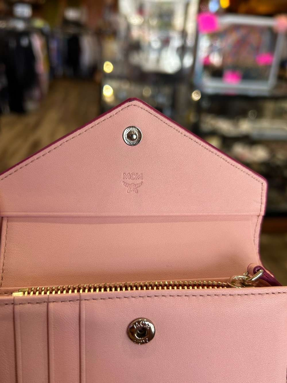 MCM Visetos Leather Colorblock Love Letter Mini Card Case - Picture 10 of 14
